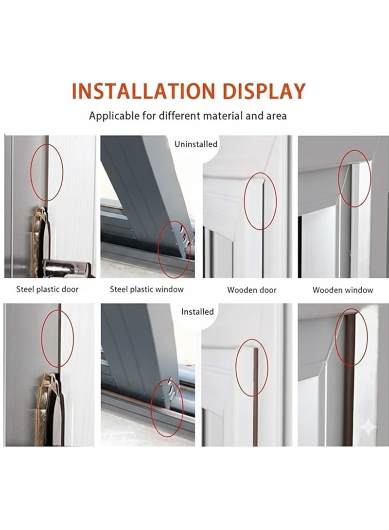 Weatherproofing tape for doors and windows, self-adhesive foam rubber sealing tape for gaps, leak prevention, and windproofing of doors and windows, 5 meters, brown color - Image 4